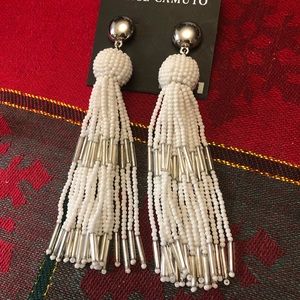 V. Camuto pierced beaded tassels earrings NEW